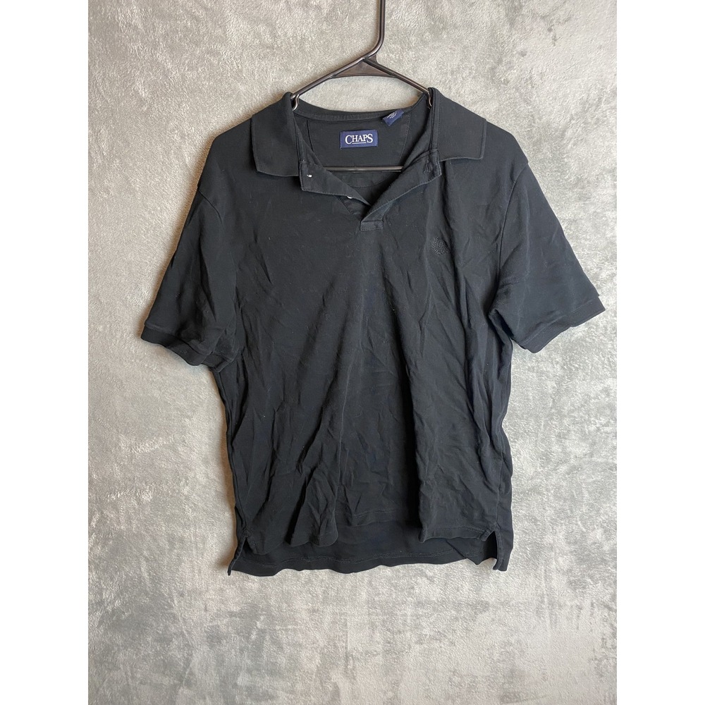 Chaps Mens Large Polo‎ Shirt Black Short Sleeve Casual